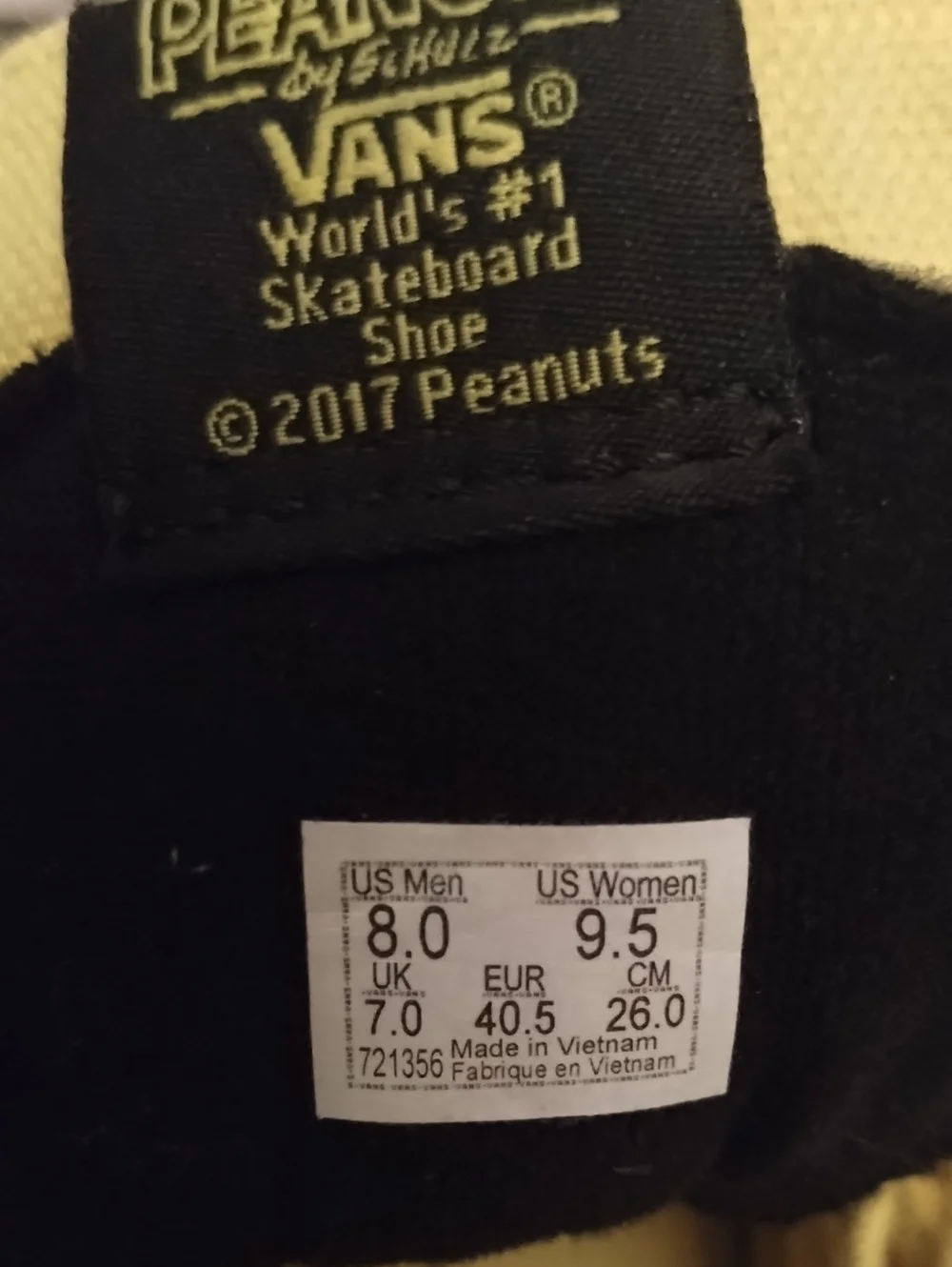 Vans x Peanuts Charlie Brown SK8-Hi Reissue Yellow Men's 8 Women's 9.5 w/ Box